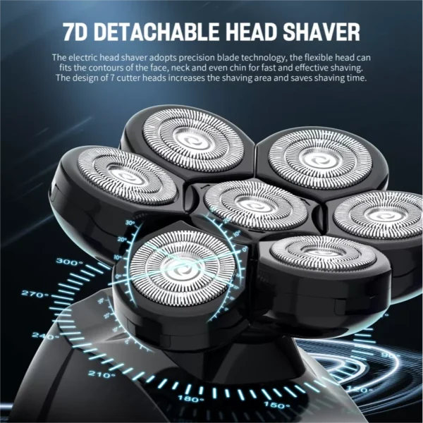 SEJOY 6-in-1 Multifunctional  7D Head Shavers for Bald Men Electric Razor with Nose Hair Trimmer Waterproof Mens Grooming Kit - Image 4