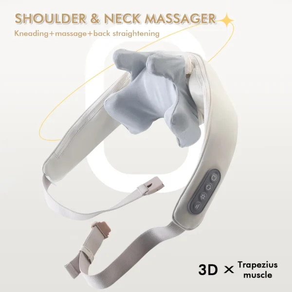 Foreverlily Wireless Neck And Back Massager Neck And Shoulder Kneading Massage Shawl Neck Cervical Relaxing Trapezius Massager - Image 3